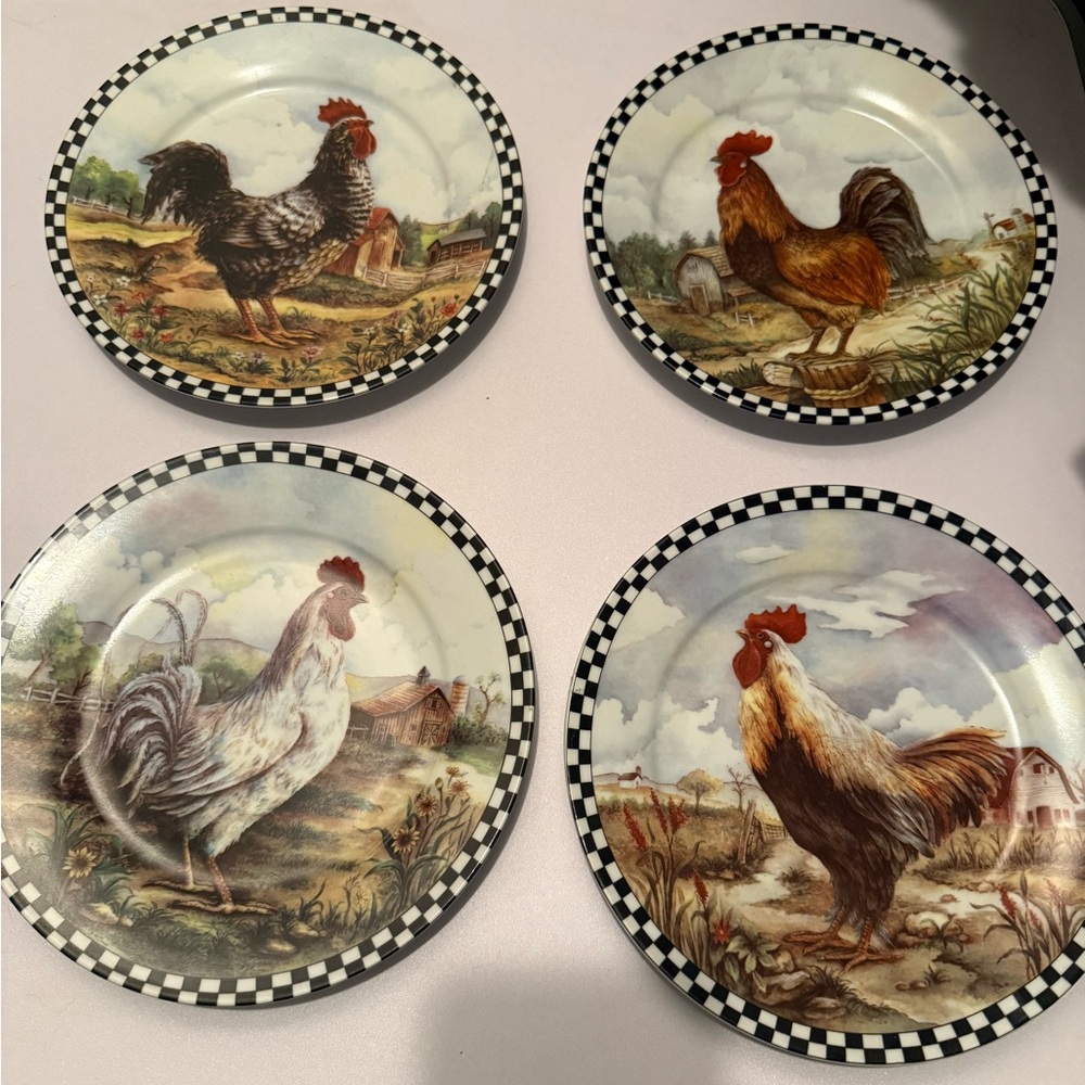 Farmhouse Rooster Decorative Plate Set